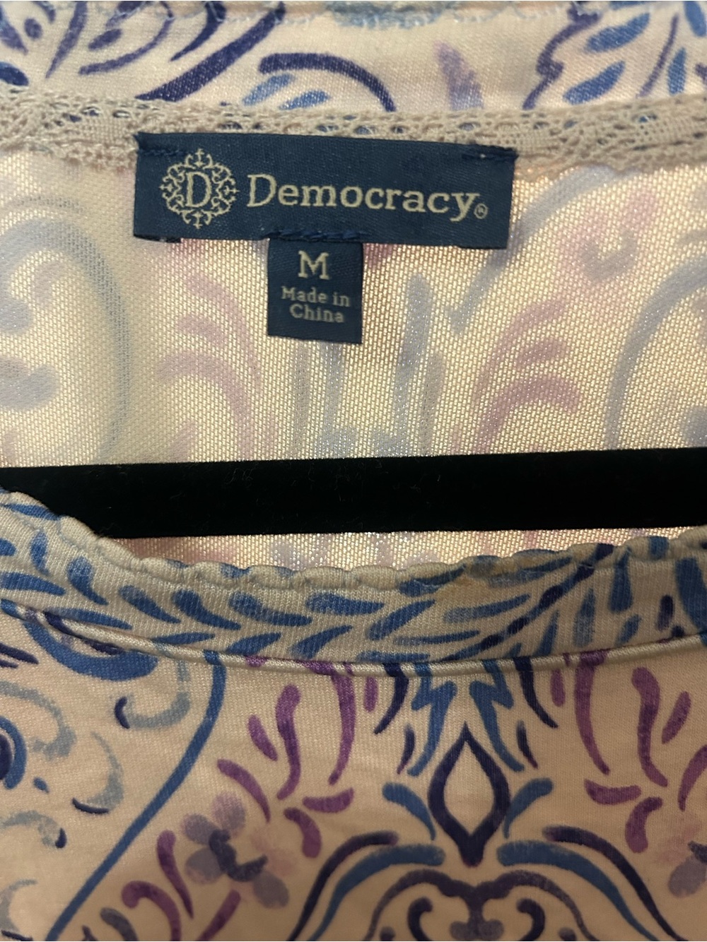 Democracy Lavender and Light Blue Floral-Print Long Sleeve Top - Picture 4 of 12